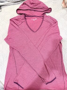Smartwool Ultralite Pink Hooded Long-Sleeve V-Neck Top